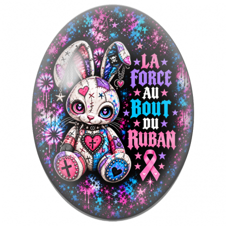 Cabochon en Verre Illustré Lapin Gothique La Force au Bout du Ruban 13x18, 18x25 ou 30x40mm