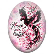 Cabochon en Verre Illustré Phénix Nouée par l’Espoir 13x18, 18x25 ou 30x40mm pour la Création de Bijoux Fantaisie - DIY