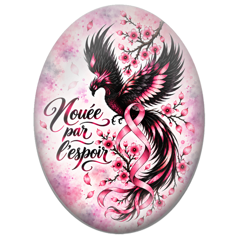 Cabochon en Verre Illustré Phénix Nouée par l’Espoir 13x18, 18x25 ou 30x40mm pour la Création de Bijoux Fantaisie - DIY