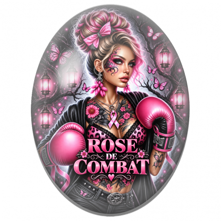 Cabochon en Verre Illustré Boxeuse Rose de Combat 13x18, 18x25 ou 30x40mm