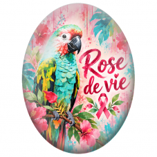 Cabochon en Verre Illustré Perroquet Rose de Vie 13x18, 18x25 ou 30x40mm pour la Création de Bijoux Fantaisie - DIY