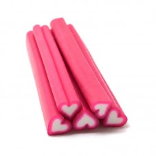 5 Canes Cœur Fuchsia en Pâte Polymère 5cm pour la Création de Bijoux Fantaisie - DIY