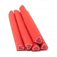5 Canes Cœur Rouge en Pâte Polymère 5cm pour la Création de Bijoux Fantaisie - DIY