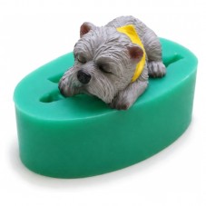 Moule en Silicone Chien avec Foulard 5x2,5cm Résine Fimo Gâteau pour la Création de Bijoux Fantaisie - DIY