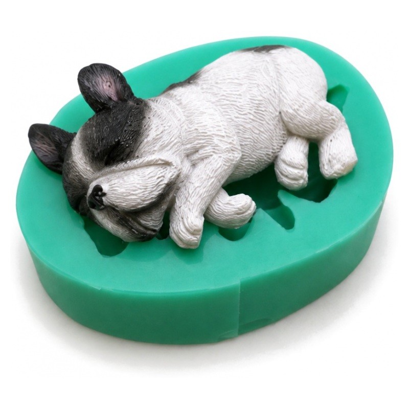 Moule en Silicone Chien Bouledogue 4,5x2,2cm Résine Fimo Gâteau