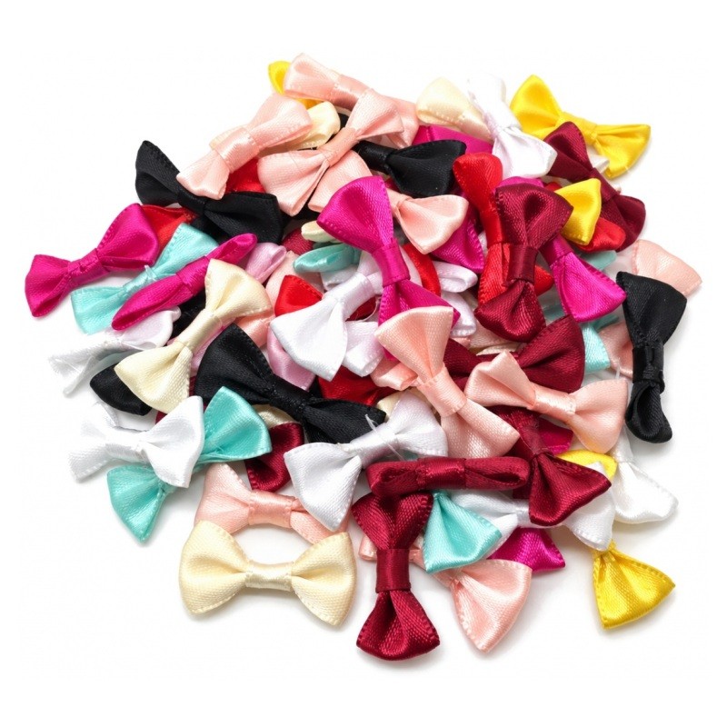 80 Nœuds en Satin Multicolore 40x25mm