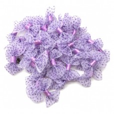 50 Nœuds Mauves à Pois en Organza 33x22mm pour la Création de Bijoux Fantaisie - DIY