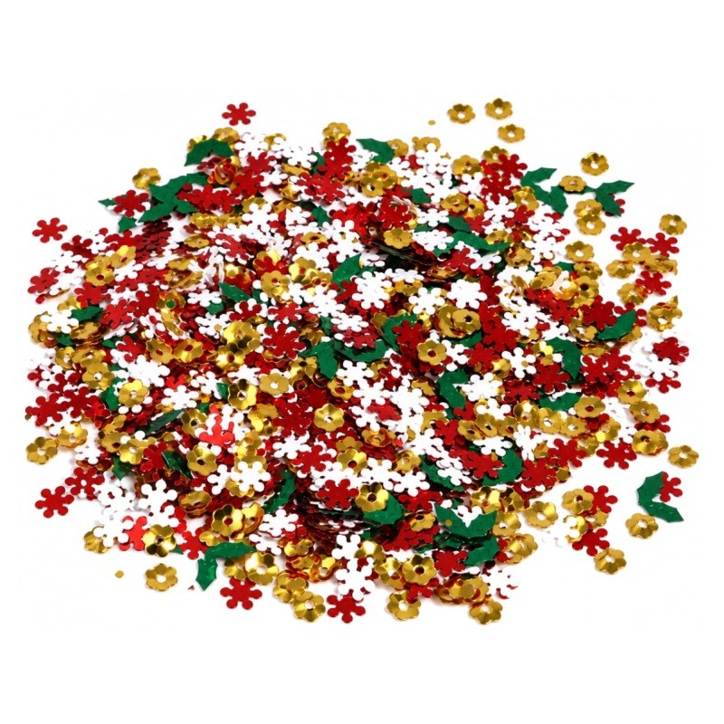 1g de Sequins Flocons de Neige et Houx de Noël 4 à 8mm