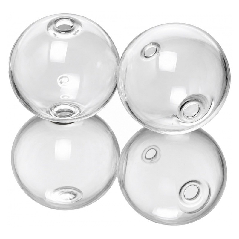 2 Perles Globe en Verre Transparent à 2 Trous 12mm