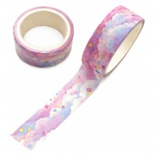 Masking Tape Washi Nuages Cœurs et Étoiles 15mm x 5m pour la Création de Bijoux Fantaisie - DIY