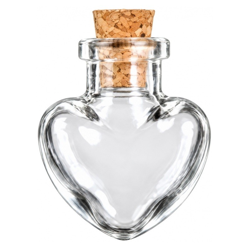 Mini Fiole Cœur en Verre avec Bouchon en Liège 26x22mm