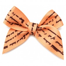 5 Nœuds Imprimés Écriture en Satin Orangé 45mm pour la Création de Bijoux Fantaisie - DIY
