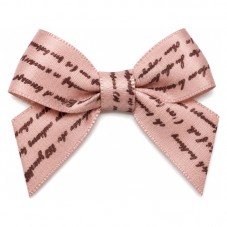 5 Nœuds Imprimés Écriture en Satin Vieux Rose 45mm pour la Création de Bijoux Fantaisie - DIY