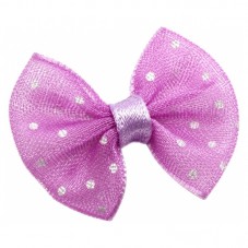5 Nœuds à Pois en Organza Mauve 20x23mm pour la Création de Bijoux Fantaisie - DIY