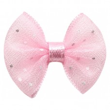 5 Nœuds à Pois en Organza Rose Pâle 20x23mm pour la Création de Bijoux Fantaisie - DIY