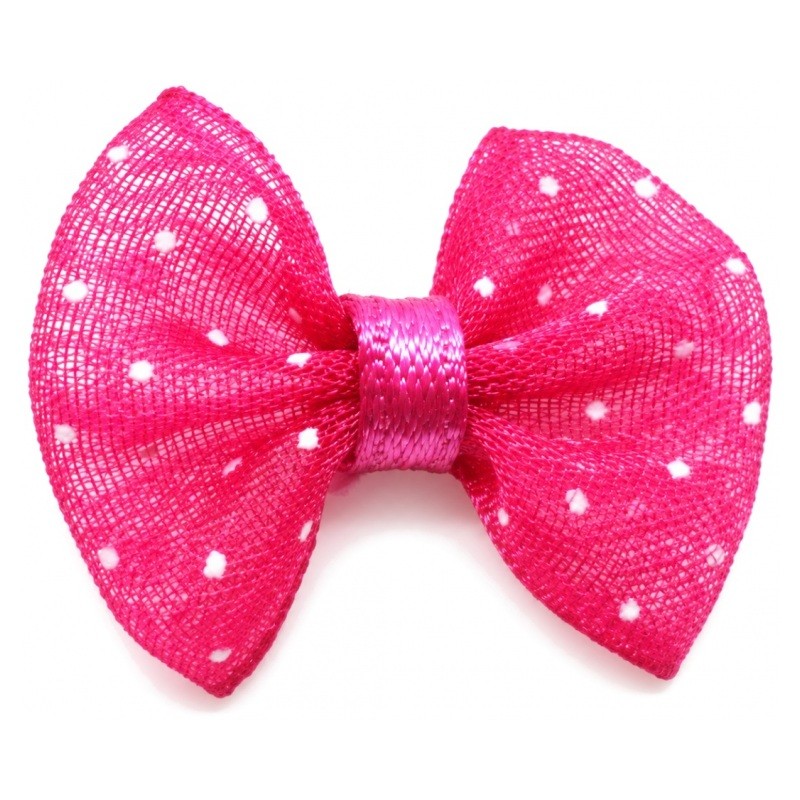5 Nœuds à Pois en Organza Fuchsia 20x23mm