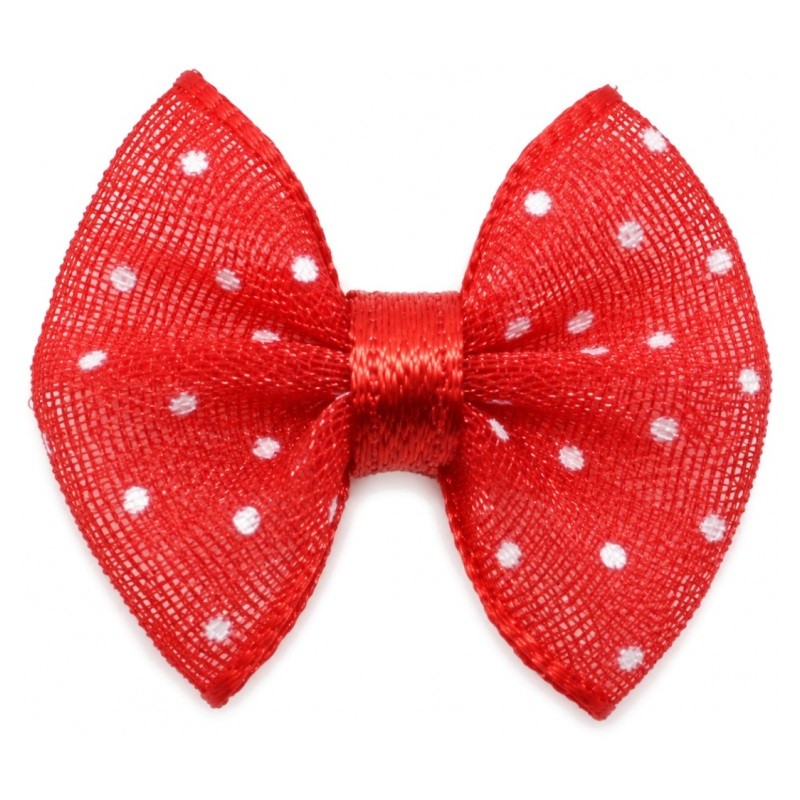 5 Nœuds à Pois en Organza Rouge 20x23mm
