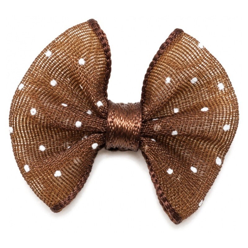 5 Nœuds à Pois en Organza Chocolat 20x23mm