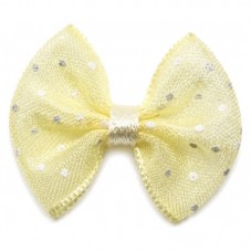 5 Nœuds à Pois en Organza Jaune 20x23mm pour la Création de Bijoux Fantaisie - DIY