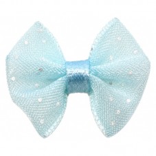 5 Nœuds à Pois en Organza Bleu 20x23mm pour la Création de Bijoux Fantaisie - DIY