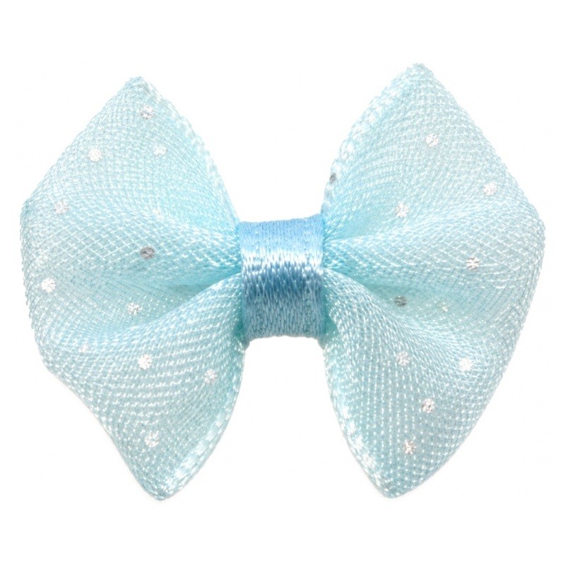 5 Nœuds à Pois en Organza Bleu 20x23mm