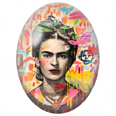 Cabochon en Verre Illustré Frida Kahlo Pop Art aux Colliers Dorés pour la Création de Bijoux Fantaisie - DIY