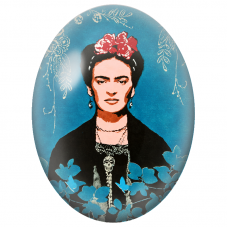 Cabochon en Verre Illustré Frida Kahlo aux Papillons Bleus et au Crâne pour la Création de Bijoux Fantaisie - DIY