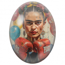 Cabochon en Verre Illustré Frida Kahlo Boxeuse pour la Création de Bijoux Fantaisie - DIY