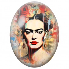Cabochon en Verre Illustré Frida Kahlo au Portrait Pop Art Coloré pour la Création de Bijoux Fantaisie - DIY