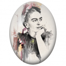 Cabochon en Verre Illustré Frida Kahlo au Portrait Esquissé pour la Création de Bijoux Fantaisie - DIY