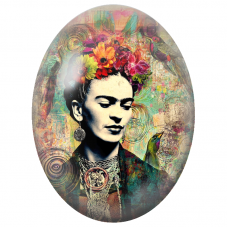 Cabochon en Verre Illustré Frida Kahlo aux Colibris Colorés pour la Création de Bijoux Fantaisie - DIY