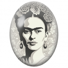 Cabochon en Verre Illustré Frida Kahlo Graphique en Noir et Blanc pour la Création de Bijoux Fantaisie - DIY