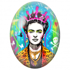 Cabochon en Verre Illustré Frida Kahlo Pop Art au Crâne pour la Création de Bijoux Fantaisie - DIY