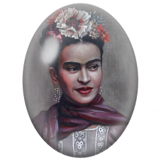 Cabochon en Verre Illustré Frida Kahlo au Châle Prune pour la Création de Bijoux Fantaisie - DIY