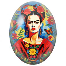 Cabochon en Verre Illustré Frida Kahlo Pop Art au Colibri pour la Création de Bijoux Fantaisie - DIY