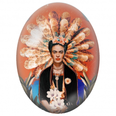 Cabochon en Verre Illustré Frida Kahlo au Bouquet de Marguerites pour la Création de Bijoux Fantaisie - DIY