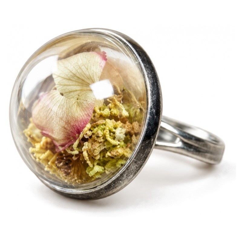 Bague Ajustable Argentée avec Globe en Verre 20mm