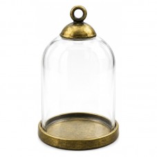 Globe en Verre avec Socle et Attache Bronze 30x20mm pour la Création de Bijoux Fantaisie - DIY