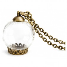 Globe en Verre 25x15mm avec Chaîne Bronze 70cm pour la Création de Bijoux Fantaisie - DIY