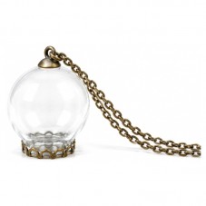 Globe en Verre 25x15mm avec Chaîne Bronze 70cm pour la Création de Bijoux Fantaisie - DIY