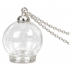 Globe en Verre 25x15mm avec Chaîne Argentée 70cm pour la Création de Bijoux Fantaisie - DIY