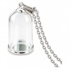 Globe en Verre 28x18mm avec Chaîne Argentée 70cm pour la Création de Bijoux Fantaisie - DIY