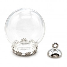 Globe en Verre avec Socle et Attache Argentés 20x15mm pour la Création de Bijoux Fantaisie - DIY