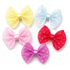 5 Nœuds à Pois en Organza Multicolore 20x23mm pour la Création de Bijoux Fantaisie - DIY