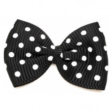 2 Grands Nœuds Noirs à Pois Blancs en Gros-Grain 35mm pour la Création de Bijoux Fantaisie - DIY