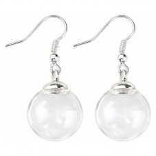 1 Paire de Boucles d’Oreilles Globe en Verre Argenté 16x4mm pour la Création de Bijoux Fantaisie - DIY