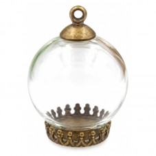 Globe en Verre avec Socle et Attache Bronze 20x15mm pour la Création de Bijoux Fantaisie - DIY