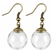 1 Paire de Boucles d’Oreilles Globe en Verre Bronze 16mm pour la Création de Bijoux Fantaisie - DIY