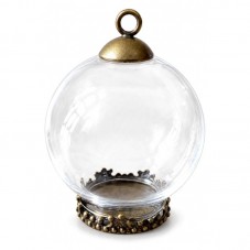 Globe en Verre avec Socle et Attache Bronze 20x15mm pour la Création de Bijoux Fantaisie - DIY