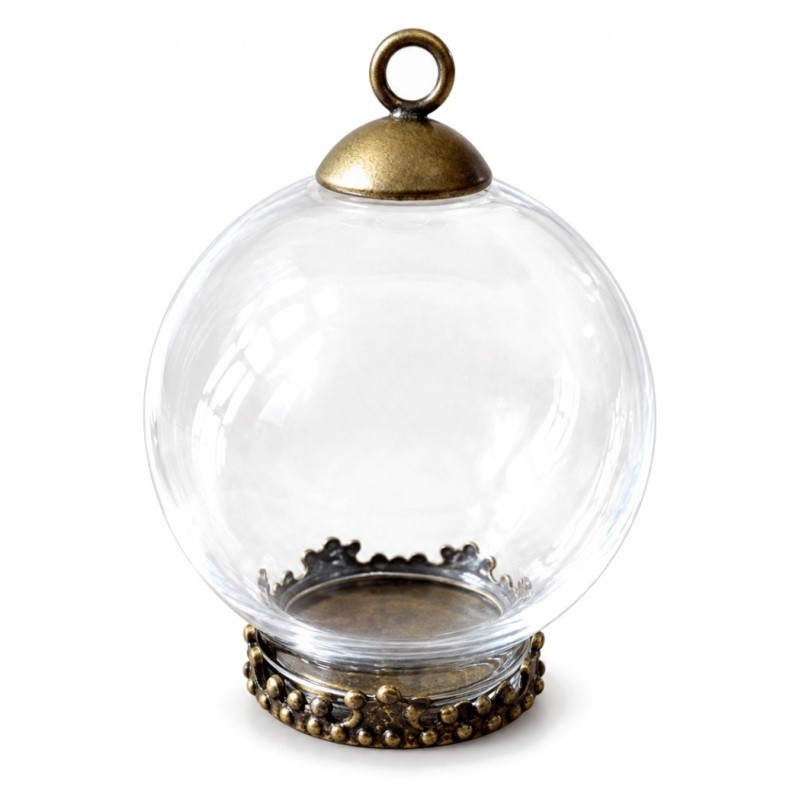 Globe en Verre avec Socle et Attache Bronze 20x15mm